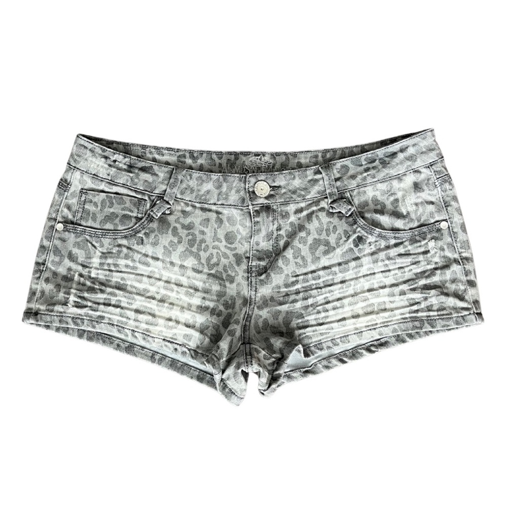 NWT || ALMOST FAMOUS || SHORTIE SHORTS || GREY & BLACK LEOPARD PRINT || SIZE 16